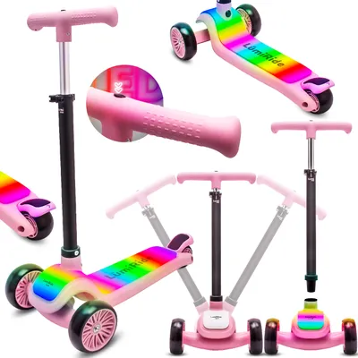Produktbild von LUMI RIDE Detská kolobežka Detská kolobežka Trojkolesová kolobežka s LED kolieskami zadné brzdy nastaviteľná výška, nosnosť 50 kg skladacia Sun Baby