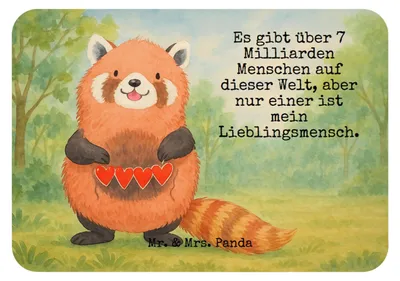 Produktbild von Mr. & Mrs. Panda Kühlschrankmagnet Roter Panda Design - Weiß - Geschenk, Lieblingsmensch, tafelmagnet, Lustige Sprüche, Herz, zettelhalter, Liebling, whiteboardmagnet