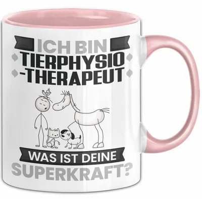 Produktbild von Tierphysiotherapeut Tasse Geschenk für Tierphysiotherapeut Geburtstag Lustiger Spruch Kaffee-Becher Was Ist Deine Superkraft (Rosa)