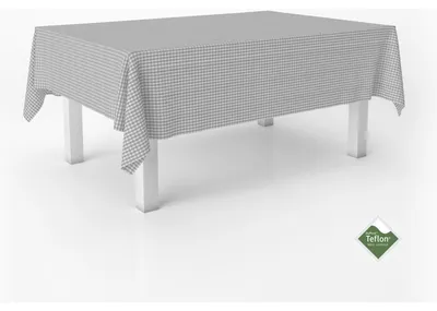 Rechteckige Vichy-Tischdecke 200x140 cm, hellgrau, schmutzabweisend