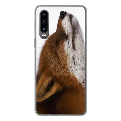 Produktbild von MuchoWow® Handyhülle Schutzhülle Hülle für Huawei P30 Fuchs - Nase - Weiß Silikon Softcase Handy Hülle - Kartenbesitzer
