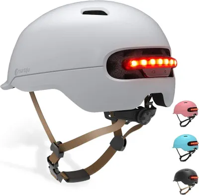 Image de Casque de vélo intelligent avec 3 types de lumières d'avertissement Casque de vélo avec Smart Safe LED Casque confortable léger respirant imperméable, L Noir