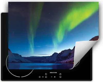 Produktbild von DarHaus Herdabdeckplatte 70x52 cm Anti Rutsch Matte Aufrollbar, Polarlicht - Landschaft