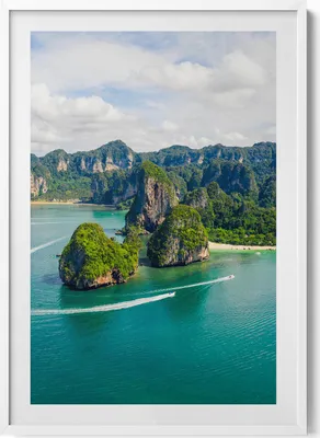 Produktbild von Insel in Thailand– Wandbild mit Rahmen – Gerahmtes Bild  – Wanddekoration – 70x100 cm –  Weiß Rahmen