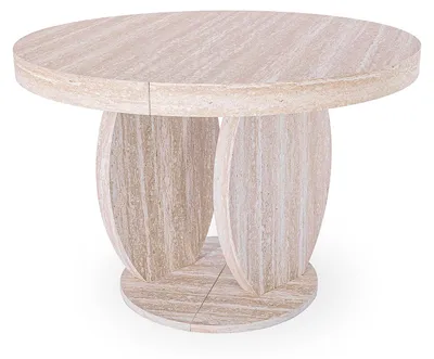 Image de MENZZO Table ovale extensible L110-260cm Icarios avec pieds design Effet travertin Beige