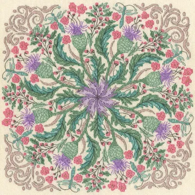 Produktbild von Zestaw do haftu krzyżykowego Bothy Threads "Wirujące osty", XBUF3, 28x28cm