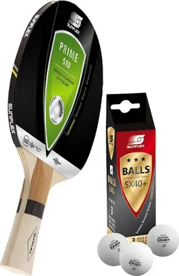 Produktbild von Sunflex Tischtennisschläger Prime S10 + 3x SX+ Tischtennisbälle | Tischtennisset Tischtennis TT Tabletennis