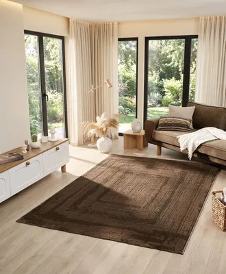 Produktbild von Teppich Wohnzimmer Schlafzimmer Modern Hoch&Tief Bordüre Qualitativ 3D effekt