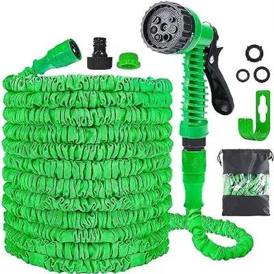 Produktbild von Famanu Gartenschlauch 30 Meter mit 7-in-1 Sprühpistole - Flexible und aufrollbare Wasserschlauch für Garten und Auto