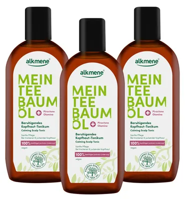 Produktbild von alkmene Mein Teebaumöl Kopfhaut Tonikum 3x 250 ml Juckreiz Linderung 100% bestätigt  - vegan - beruhigendes Haarwasser