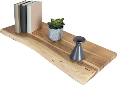 Produktbild von Holzplatte 70x30 cm Arya, Holzbrett Akazie massiv + naturfarben, Baumkanten-Platte für Heimwerker, Regale & Fensterbretter, einseitige Baumkante