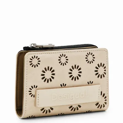 Produktbild von Beiges Damen-Portemonnaie mit Zwei-Fächer-Design und Kontrastdetails