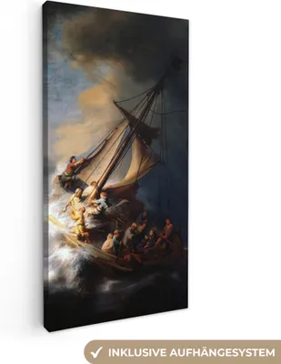 Obrázek produktu pro OneMillionCanvasses® - Obraz na plátně - Bouře na Galilejském jezeře - Rembrandt van Rijn, nástěnná malba, nástěnné dekorace obrazy obývací pokoj, 20x40cm