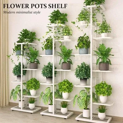 Produktbild von Metallischer Balkon-Planter mit 4 Ebenen - Innen und außen geeignet - für Blumenpflanzen - Decdeal