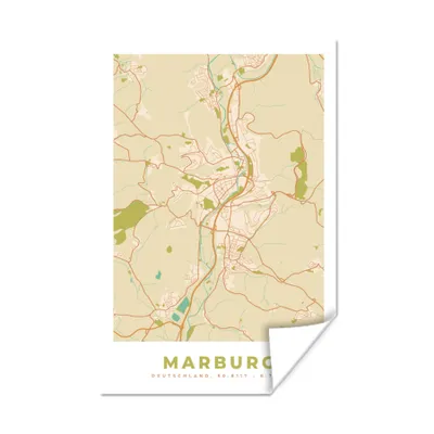 Produktbild von MuchoWow® Poster Karte - Marburg - Jahrgang - Karte 120x180 cm - Kunstposter