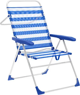 Produktbild von Marbueno Klappstuhl 5 Positionen Aluminium Streifen Blau und Weiß Strand und Pool 59X61X97 cm 10315