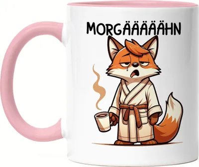 Produktbild von Morgääään Müder Fuchs Tasse Rosa - Kaffee Sucht Geschenkidee
