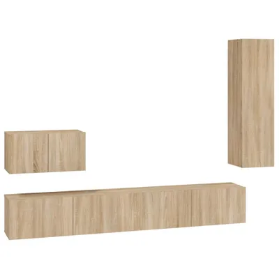 Imagen del producto de vidaXL Juego de 4 muebles para televisión, estilo Sonoma, en madera contrachapada