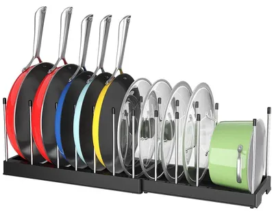 Produktbild von Topfdeckelorganizer Deckelhalter Küchenorganizer - Ausziehbar - 10 Fächer - 17,5 x 38,4 cm