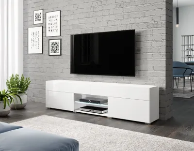 Obrázek produktu pro MINIO TV skříňky 180 cm CARE lowboard | bílá / bílý vysoký lesk