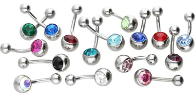 Produktbild von Bauchnabelpiercing Chirurgenstahl Bananabell KRISTALL Farbe: Silber + Kristall: Schwarz Stablänge: 10mm