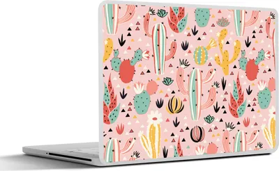 Produktbild von MuchoWow® Laptop Aufkleber Sticker Cover Pflanzen - Muster - Kaktus 25x18 cm - Laptop-Deko