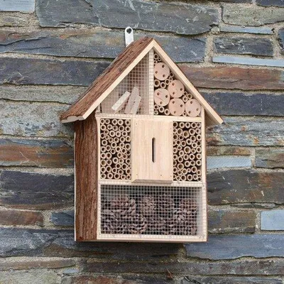 Immagine prodotto di Alberello-rifugio per insetti in legno da giardino, 30x10x39 cm, naturale, api, farfalle