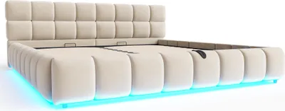 Produktbild von Flieks Hydraulisches Polsterbett 180x200cm mit Stauraum, Doppelbett Jugendbett Stauraumbett mit Lattenrost, Boxspringbett Samt, Beige