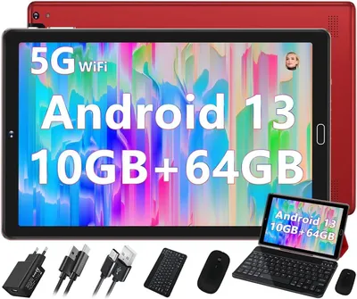 Produktbild von GOODTEL Tablet 10 Zoll Android 13 PC 10GB RAM+64GB ROM, (TF 1TB),WiFi, 5G/2 Tablet (10, 5G, inkl. Hülle+Tastatur+Maus, Tab, Tabletcomputer, PC