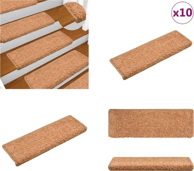 Produktbild von vidaXL Stufenmatten 10 Stk. 65x21x4 cm Braun - Treppenmatte - Treppenmatten - Treppenteppich - Treppenschutz