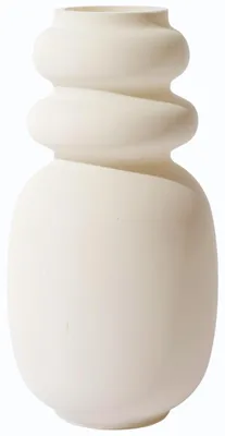 Zdjęcie produktu dla HowHomely: Wazon na kwiaty, wazon stołowy, wazon dekoracyjny, szklany wazon w jasnobieżowym kolorze, 20 cm, z żłobieniami