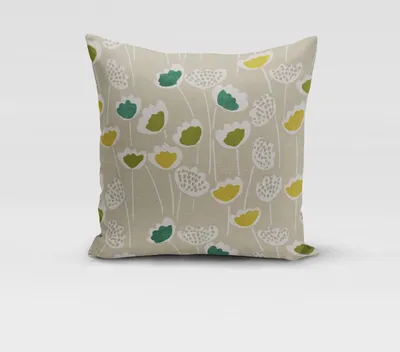 Produktbild von SCHÖNER LEBEN. Kissenhülle Clara Cactus Blumen grau grün Größe 80x80cm (HxB) 80x80cm (HxB) Größe