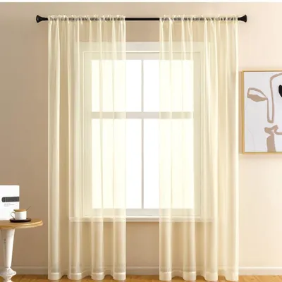 2er-Set Voile-Gardinen, halbtransparent, 100 x 200 cm, Polyester