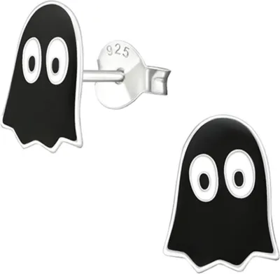 Produktbild von Kinder-Ohrstecker: 925 Silber Ohrringe „Gespenst“ Schwarz