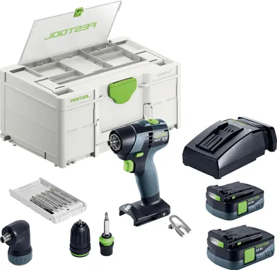Zdjęcie produktu dla Festool TXS 12 2,5-Set akumulatorowa wiertarko-wkrętarka 12 V 30 Nm bezszczotkowa ( 576874 ) + 2x akumulator 2,5 Ah + ładowarka + zestaw bitów + systainer