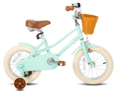 Zdjęcie produktu dla Rower dziecięcy 16 cali (40 cm) – rower dla dziewczynek z kółkami pomocniczymi – koszyk i błotniki – metalowa rama – zielony