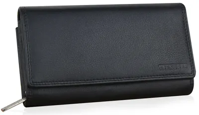 Produktbild von Frentree® Damen Geldbörse aus echtem Nappaleder, großes Leder Portemonnaie mit RFID-Schutz, weiches Echtleder Portmonee, viele Fächer, Schwarz