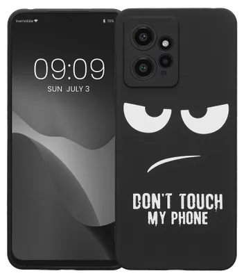 Produktbild von kwmobile Hülle kompatibel mit Xiaomi Redmi Note 12 (4G) - Handyhülle Silikon Case - Don't touch my Phone Weiß Schwarz