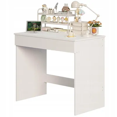 Obrázok produktu pre Počítačový stôl pre mládež, biely, moderný stôl v štýle loft so zásuvkou, 90 cm