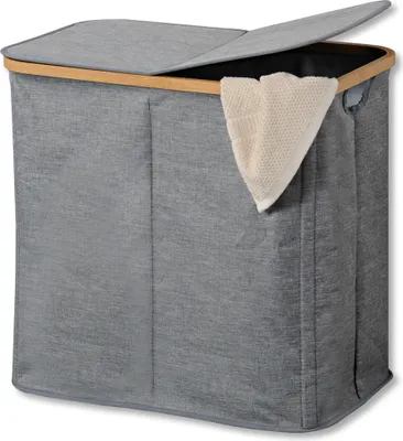 Produktbild von Wäschekorb KESPER Wäschesammler, Bambus, grau 54,5 x 33 x 50 cm 19598