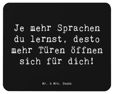 Produktbild von Mr. & Mrs. Panda Mousepad Spruch Sprachen lernen und anwenden - Schwarz - Geschenk, Vertrauem, Lebenshilfe, Trost, Zuversicht, Mouse Pad, mousematte, Ermutigung, durch