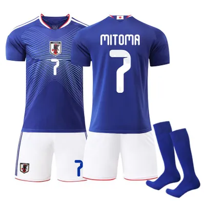 Immagine prodotto di #7 MITOMA Maglia da calcio della nazionale giapponese di casa in pantaloncini bianchi per i Mondiali 2026, disponibile per bambini e adulti. TAGLIA:28