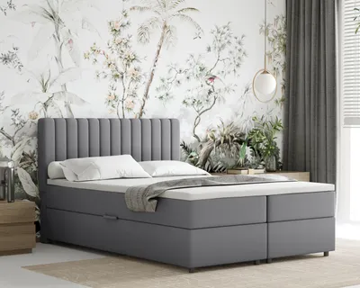 Produktbild von Boxspringbett 140x200 EVEREST, mit Topper, mit Bettkästen,  Doppelbett, Grau