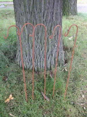 Produktbild von 5 Stück (5er-Set) Gartenstab m. Haken, Laternenhaken,  Eisen, Rost