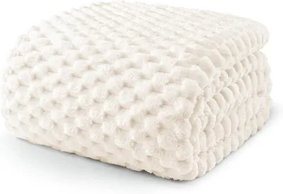 Obrázek produktu pro Fleecová deka 90 x 170 cm, krémově bílá, lehká, hřejivá, měkká, vhodná pro všechna roční období