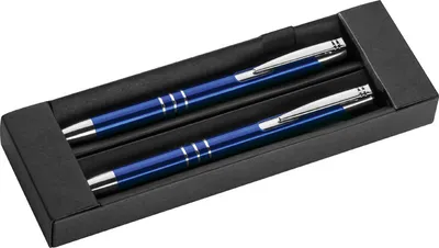 Produktbild von Metall Schreibset / Kugelschreiber + Druckbleistift / Farbe: blau