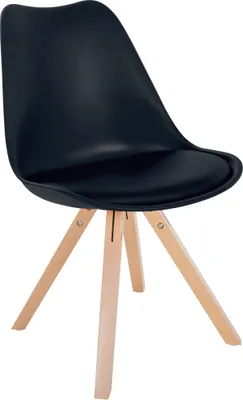 Produktbild von CLP Besucherstuhl Esszimmerstuhl Sofia aus Kunststoff und hochwertiger Polsterung schwarz Gestell Farbe natur (eckig)