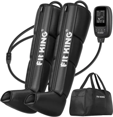 Productafbeelding van KING massageapparaat voor de benen met luchtcompressie voor voeten, kuiten en dijen, massagemachine voor de benen, met 4 massagezones, 3 modi en 8 intensiteitsniveaus