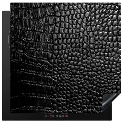Produktbild von KitchenYeah© Herdabdeckplatte Leder - Strukturiert - Schwarz - Grau , 78x78cm, Küche Deko, Glaskeramikkochfeld Herdabdeckung, Abdeckplatte fùr Kochfeld
