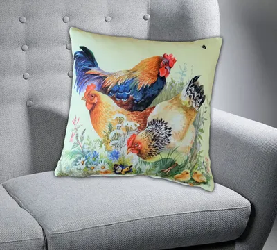 Produktbild von Dekokissen Kissenbezug Druck Hahn Henne Ostern Frühling 40 x 40 cm Kissenhülle